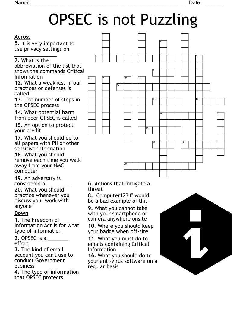 OPSEC is not Puzzling Crossword