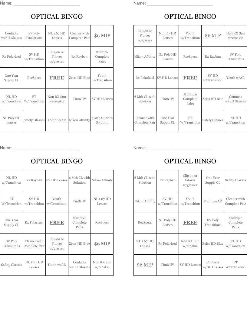 OPTICAL BINGO