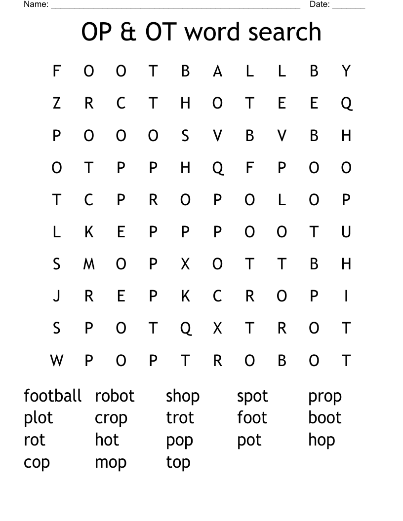 OP & OT word search