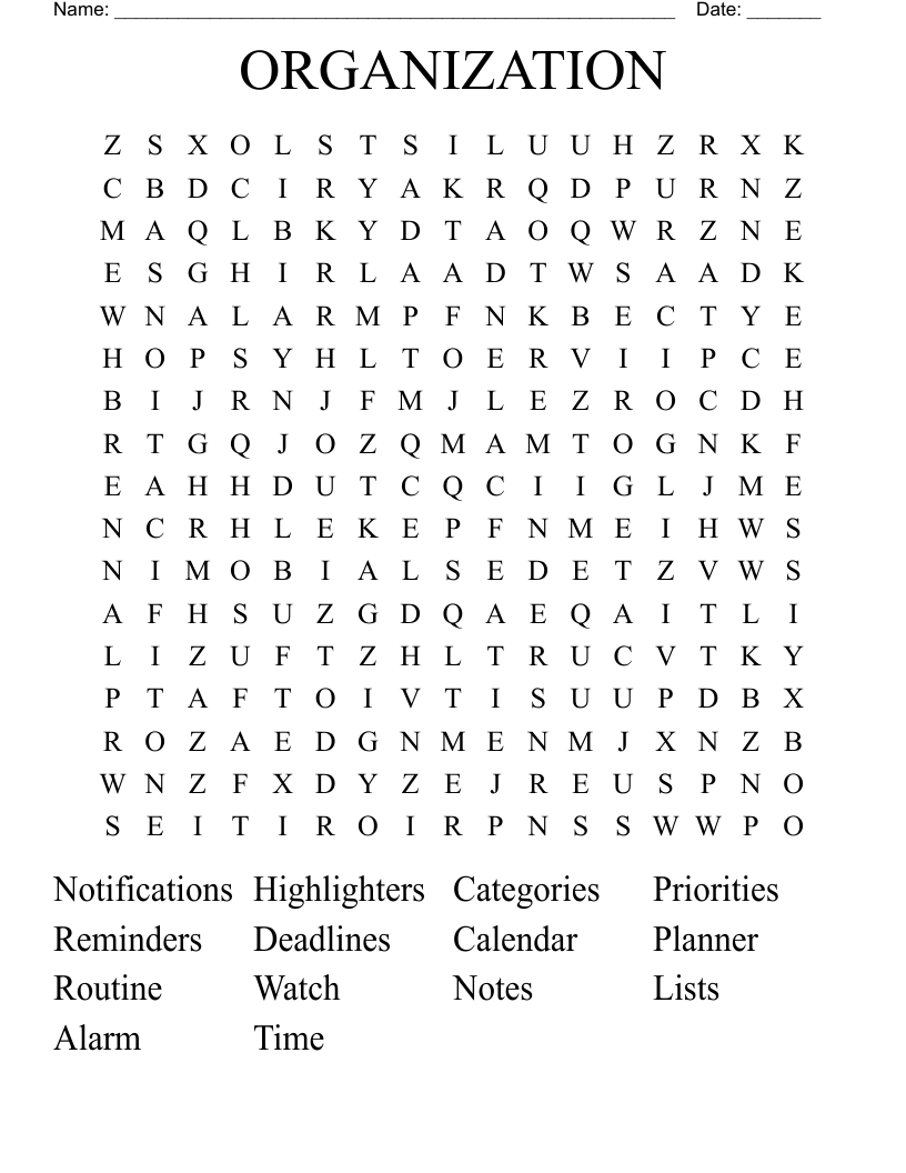 ORGANIZATION Word Search
