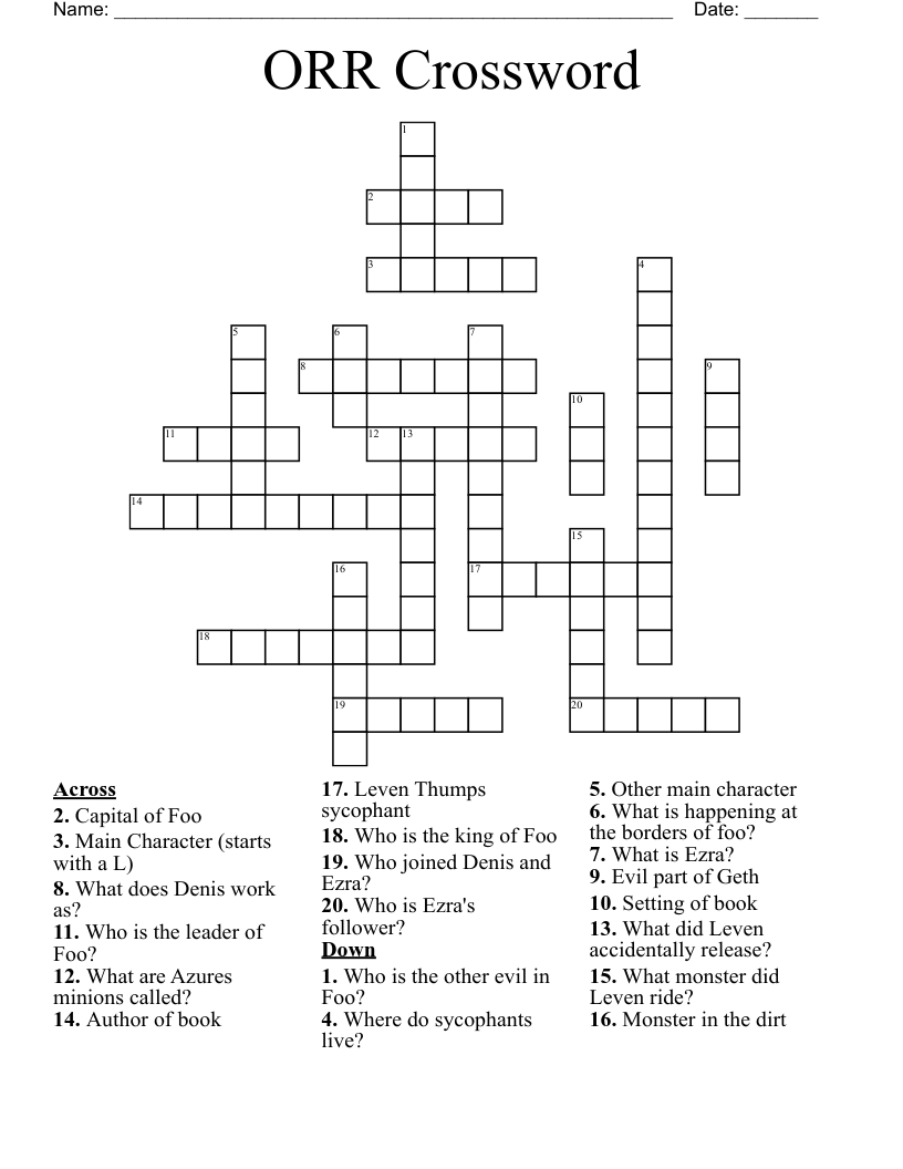 ORR Crossword