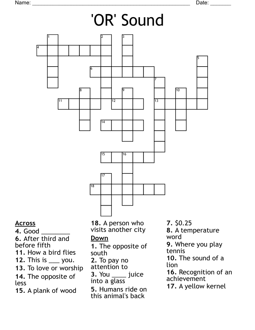 'OR' Sound Crossword