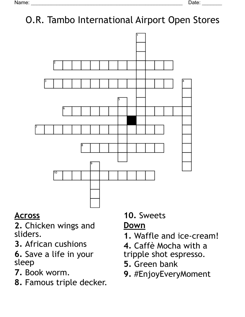 O.R. Tambo International Airport Open Stores Crossword