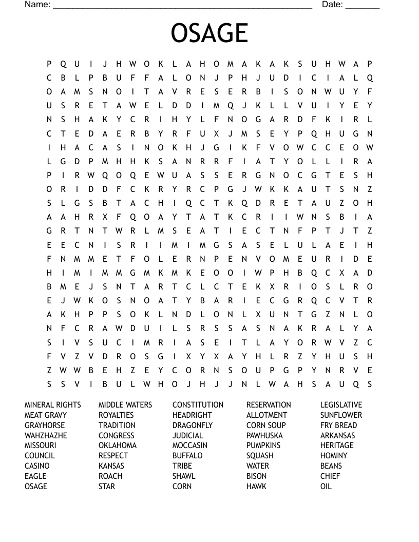 OSAGE Word Search