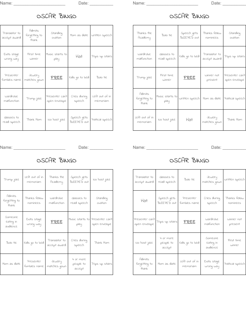 OSCAR BINGO