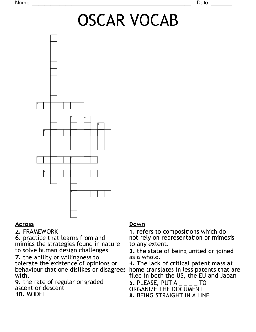 OSCAR VOCAB Crossword