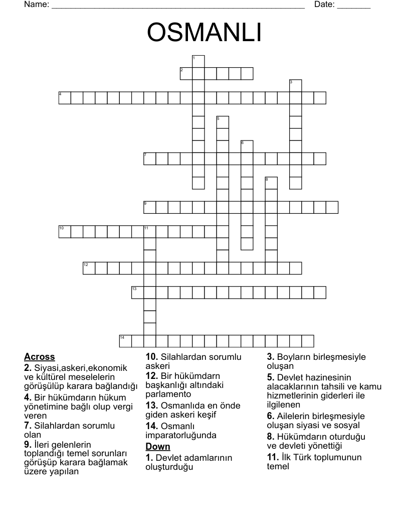 OSMANLI Crossword