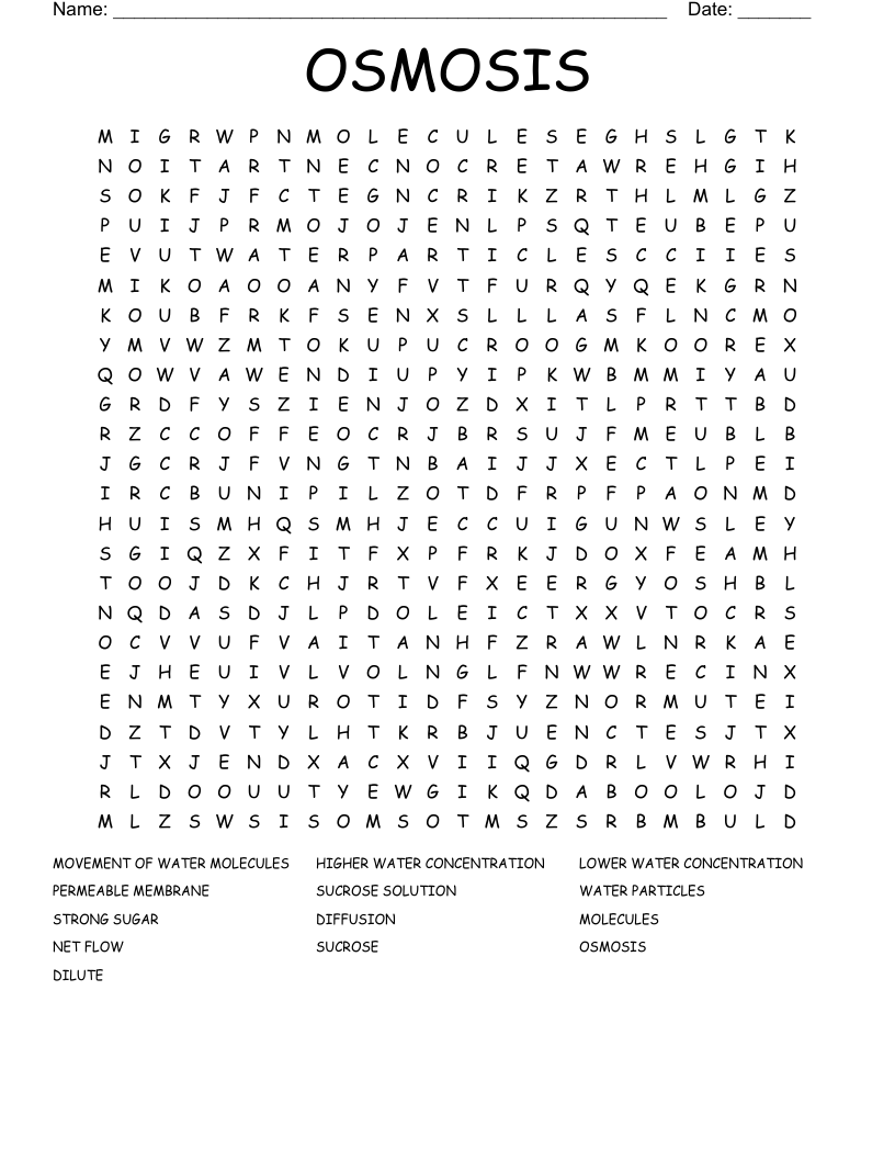 OSMOSIS Word Search