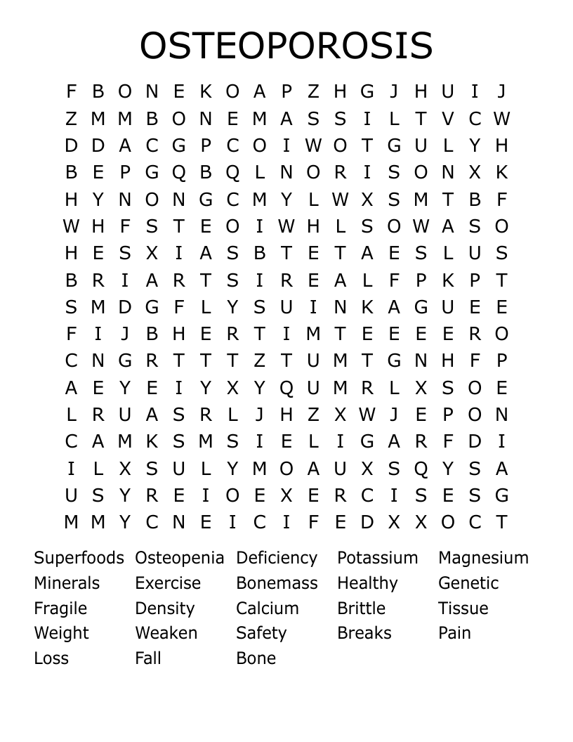 OSTEOPOROSIS Word Search