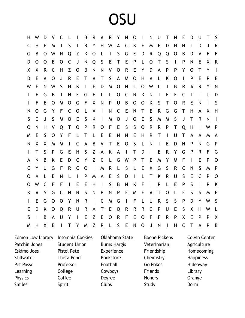 OSU Word Search