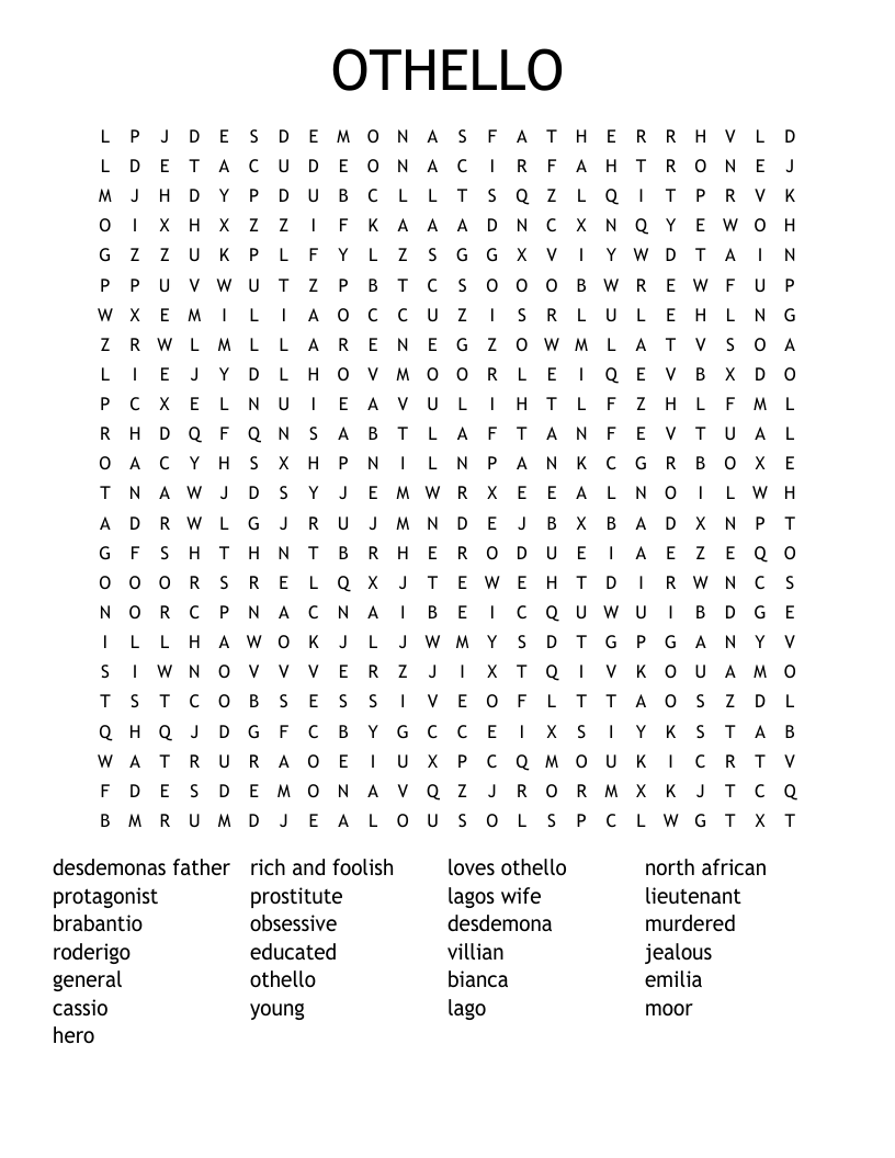 OTHELLO Word Search