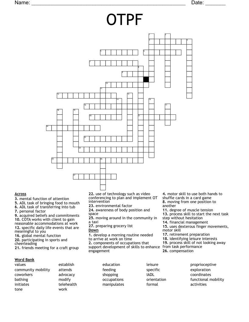 OTPF Crossword