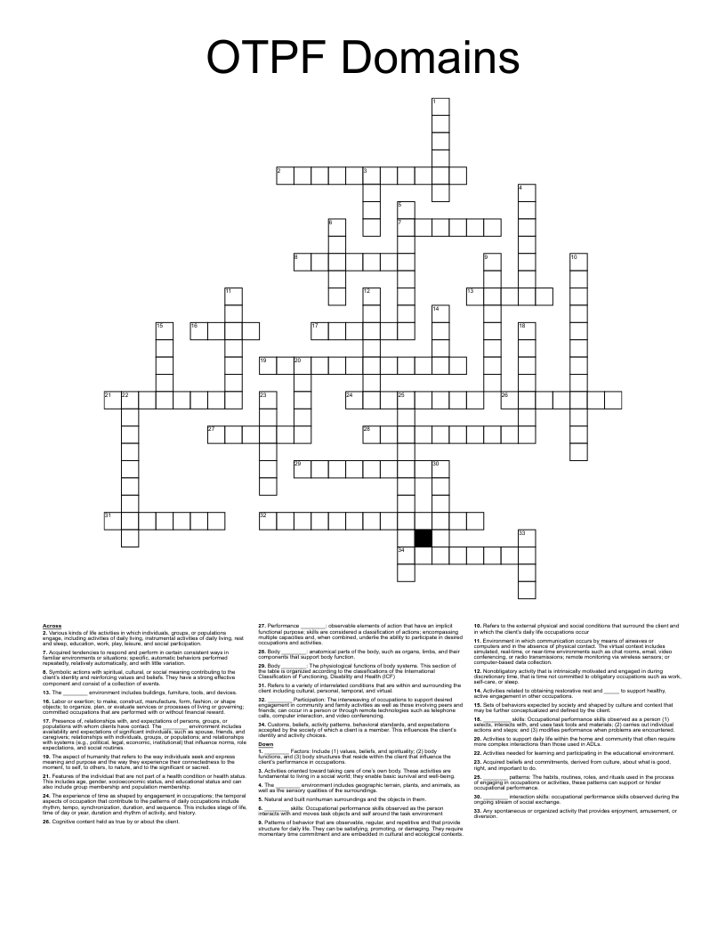 OTPF Domains Crossword