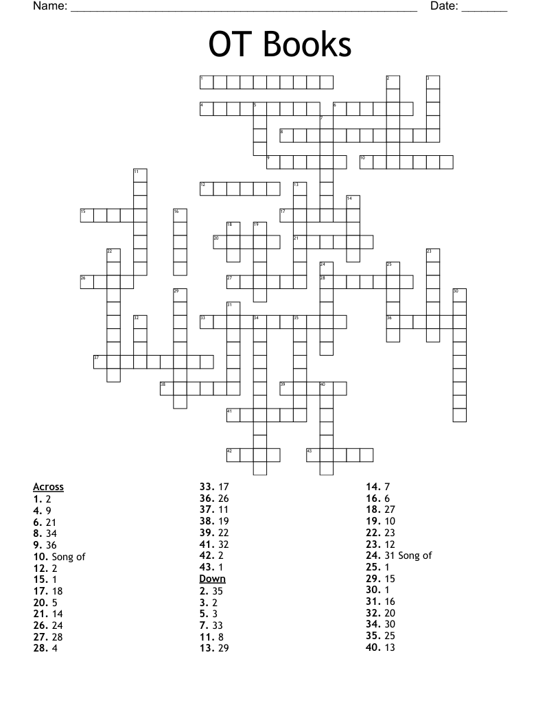 OT Books Crossword