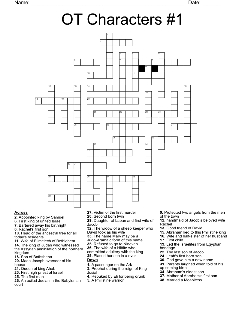 OT Characters #1 Crossword