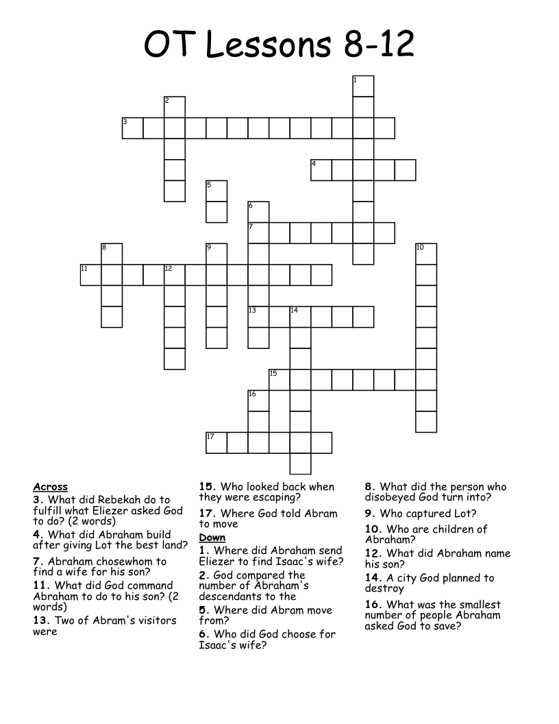 OT Lessons 8-12 Crossword