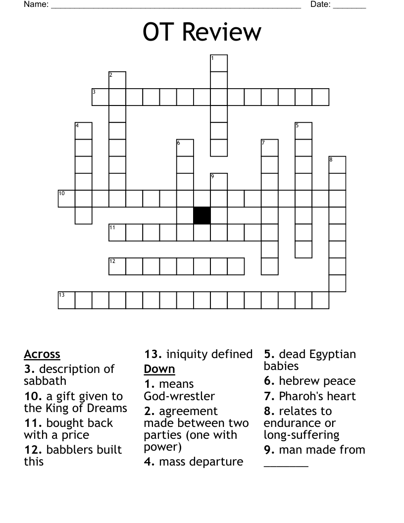 OT Review Crossword