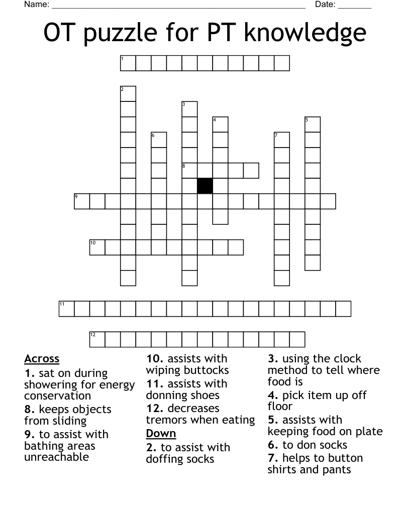 OT puzzle for PT knowledge Crossword
