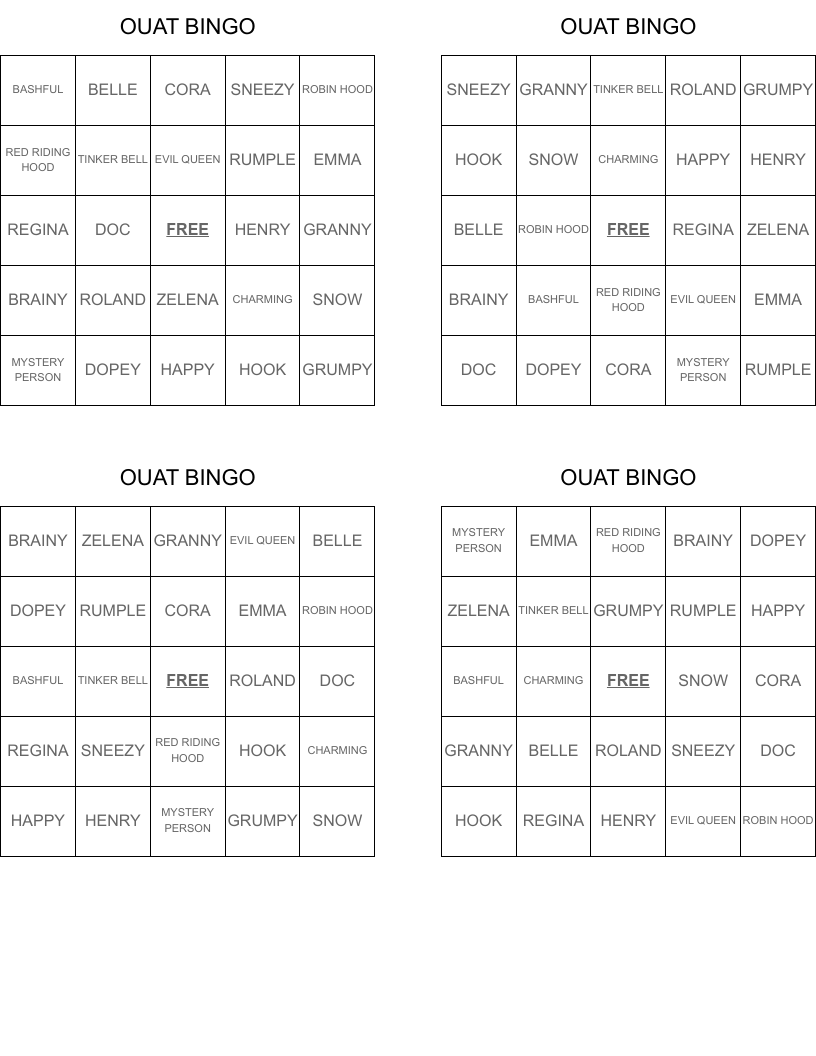 OUAT BINGO