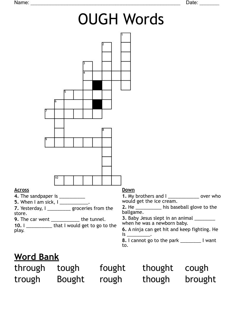 OUGH Words Crossword