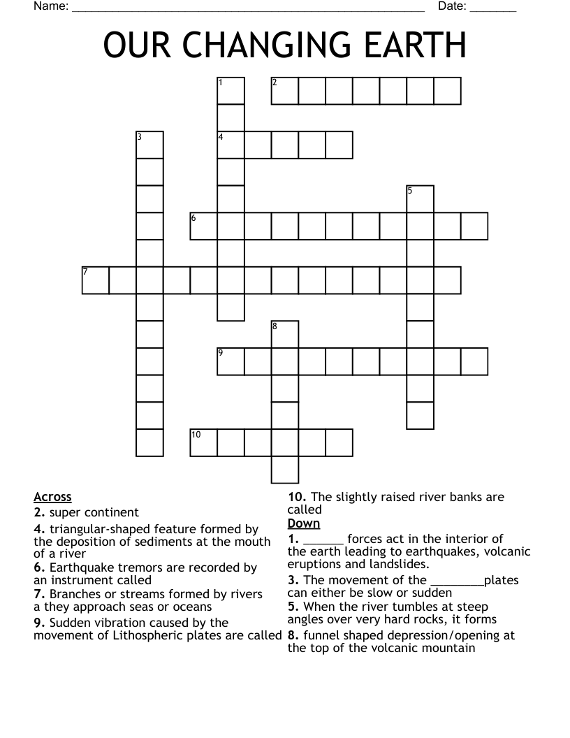 OUR CHANGING EARTH Crossword