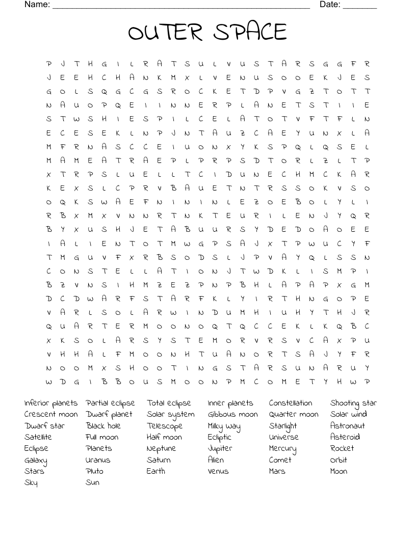 OUTER SPACE Word Search