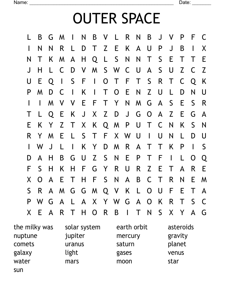OUTER SPACE Word Search