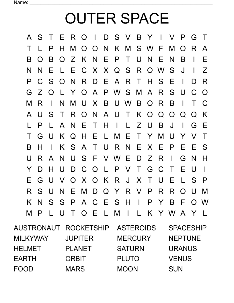 OUTER SPACE Word Search