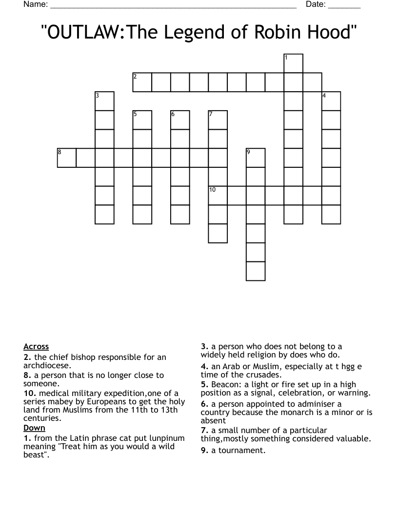 "OUTLAW:The Legend of Robin Hood" Crossword
