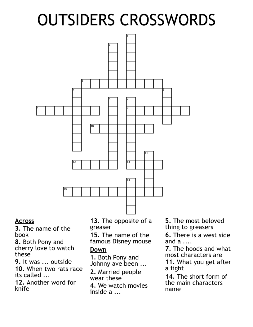OUTSIDERS CROSSWORDS