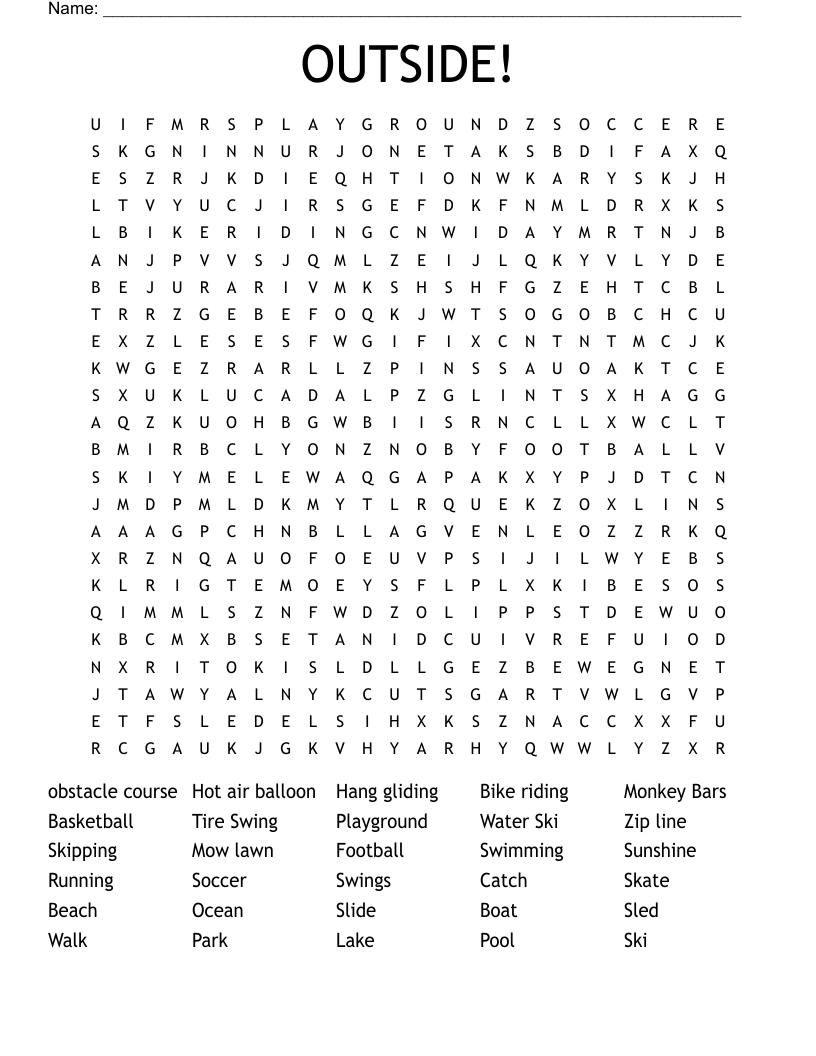 OUTSIDE! Word Search