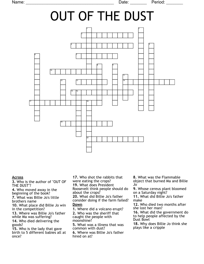 OUT OF THE DUST Crossword
