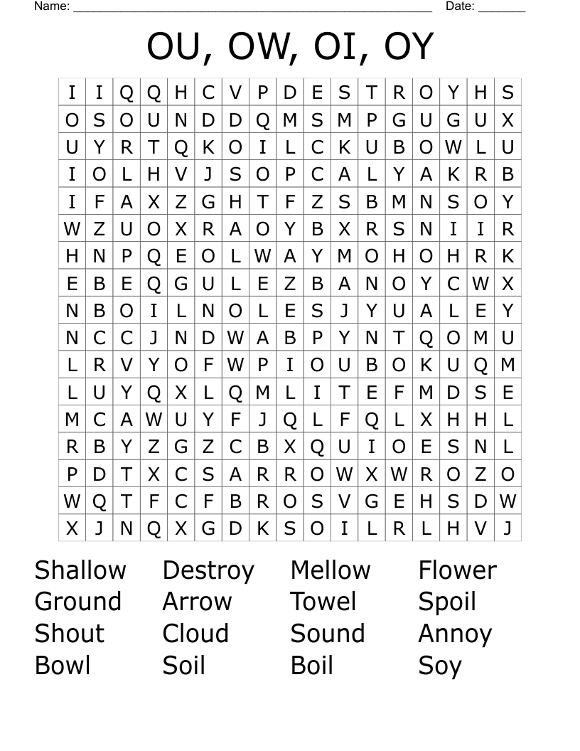 OU, OW, OI, OY Word Search