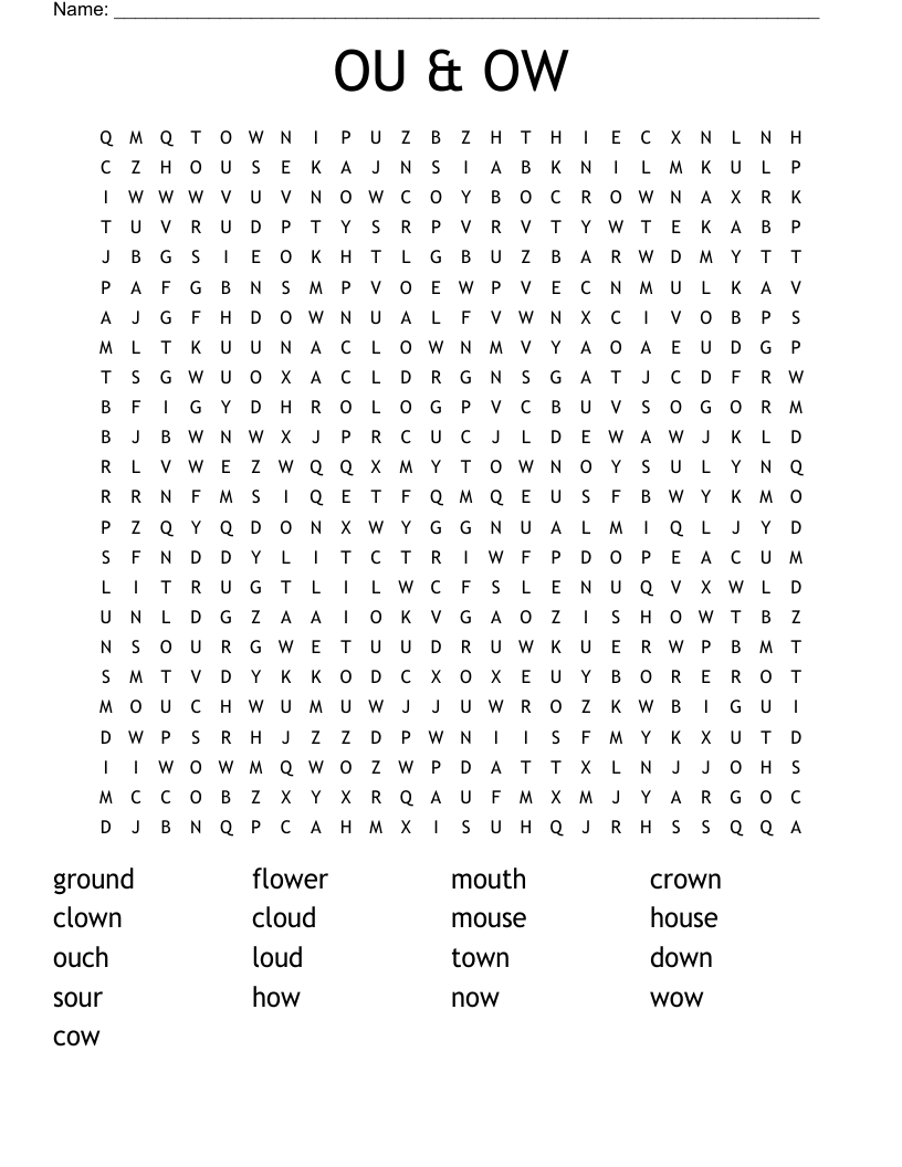 OU & OW Word Search