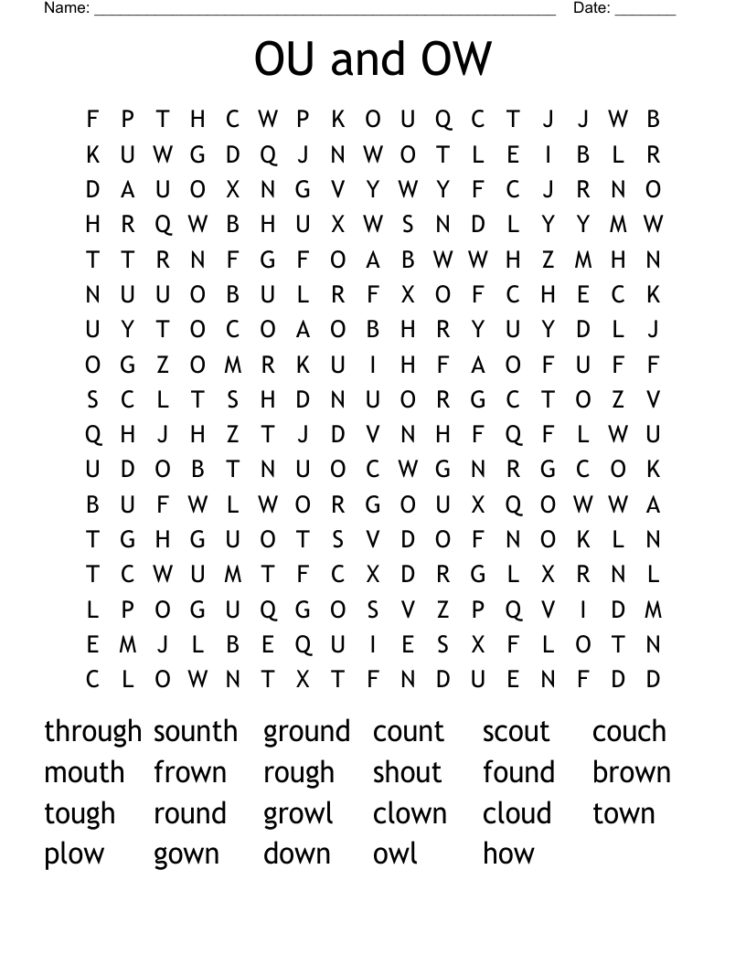 OU and OW Word Search