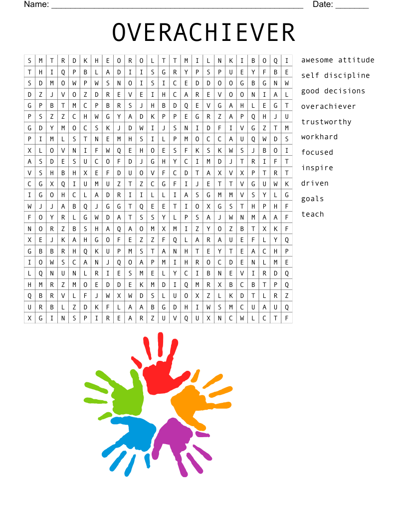 OVERACHIEVER Word Search