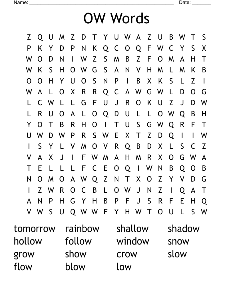 OW Words Word Search