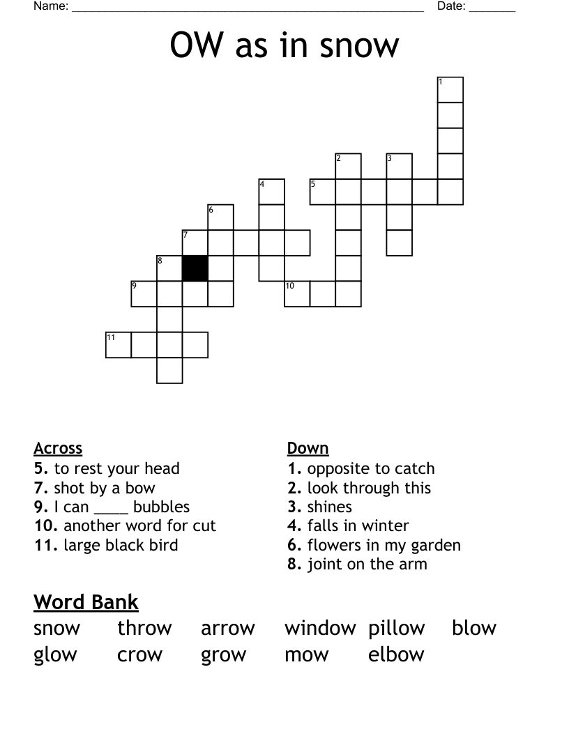 OW as in snow Crossword