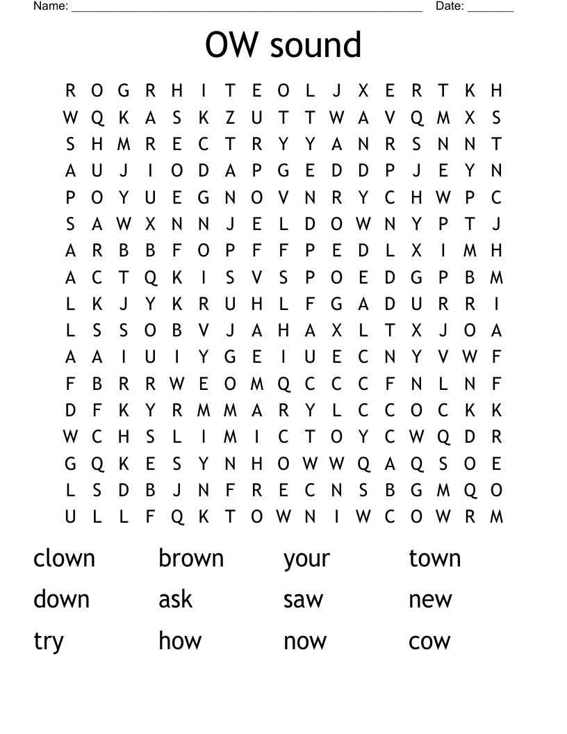 OW sound  Word Search