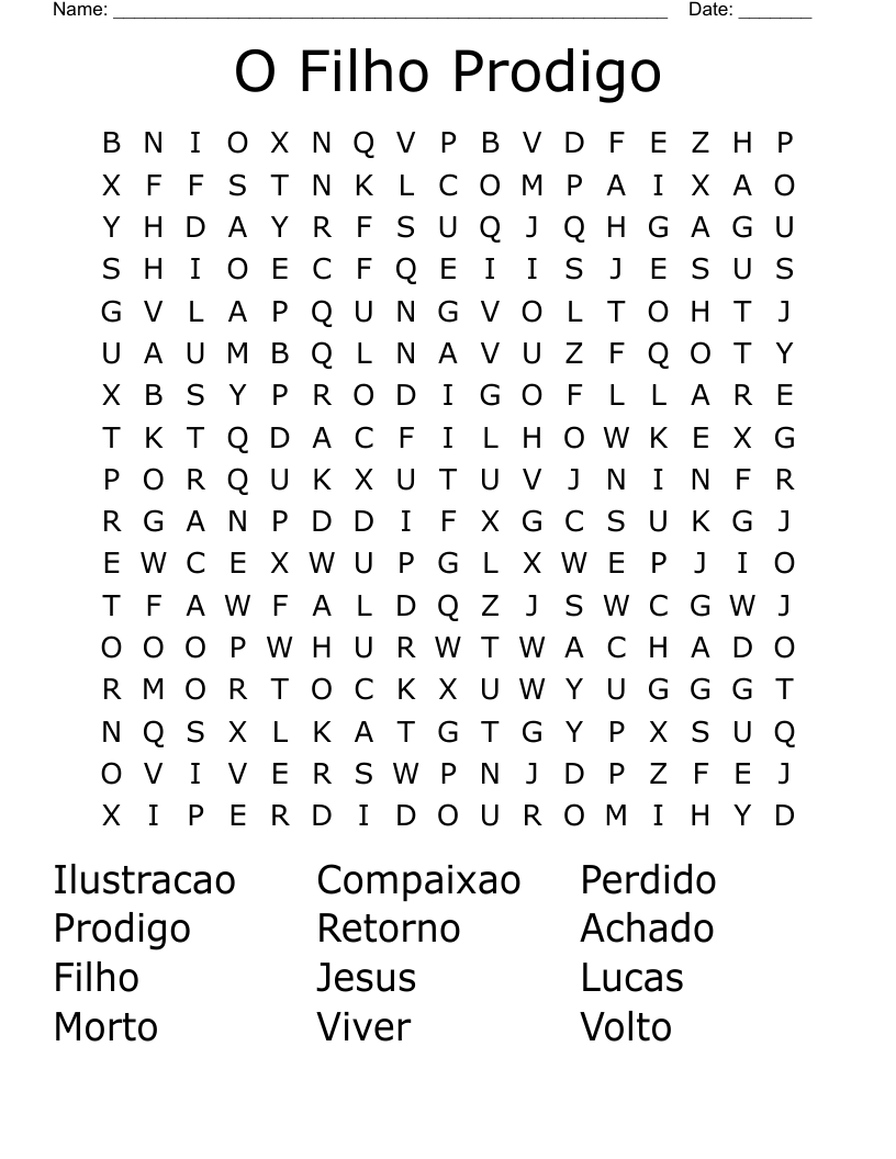 O Filho Prodigo  Word Search