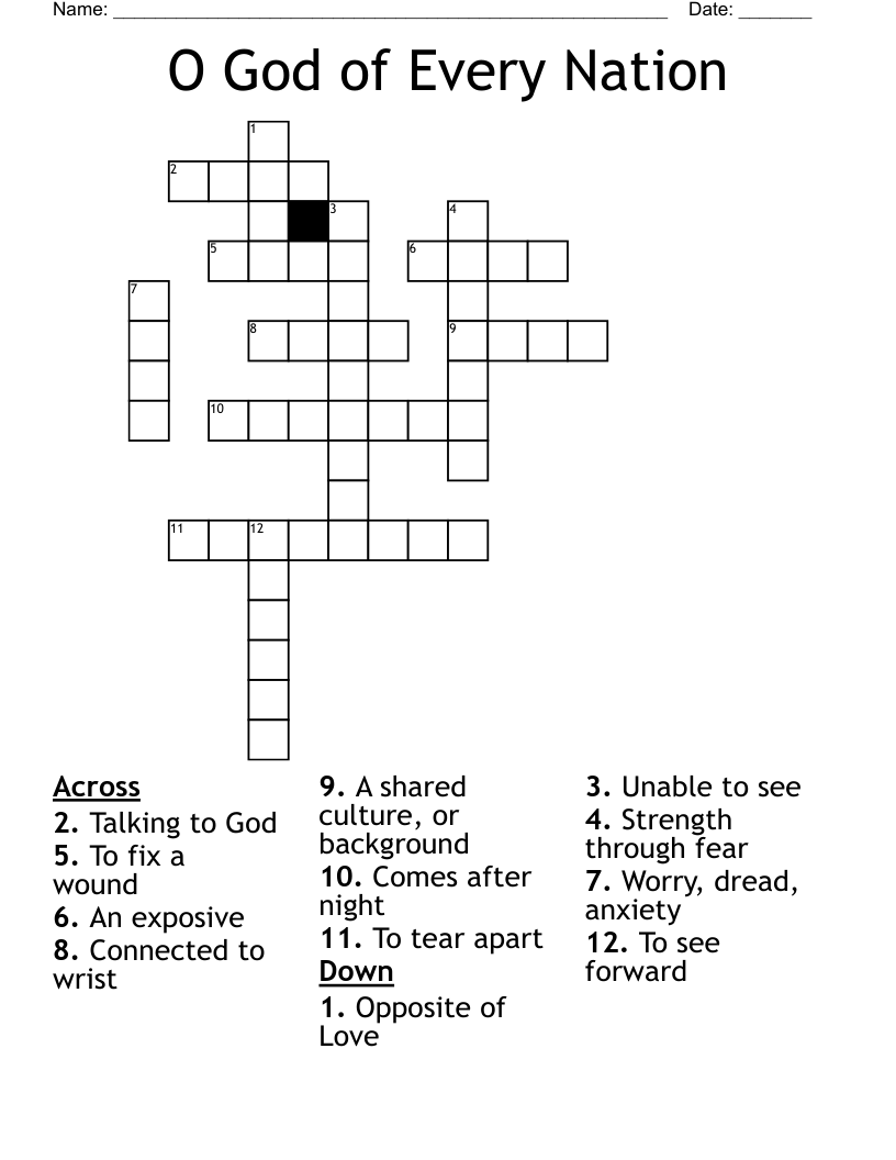 O God of Every Nation Crossword