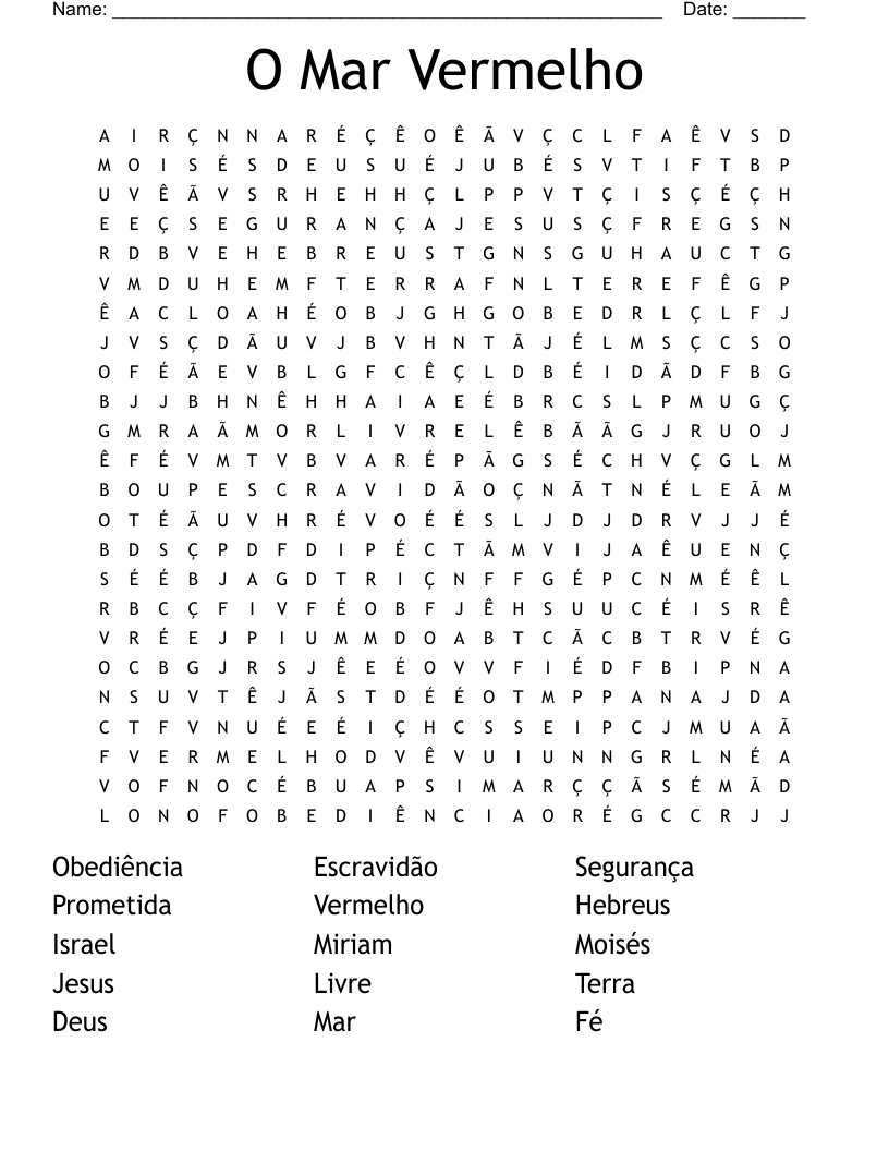 O Mar Vermelho   Word Search