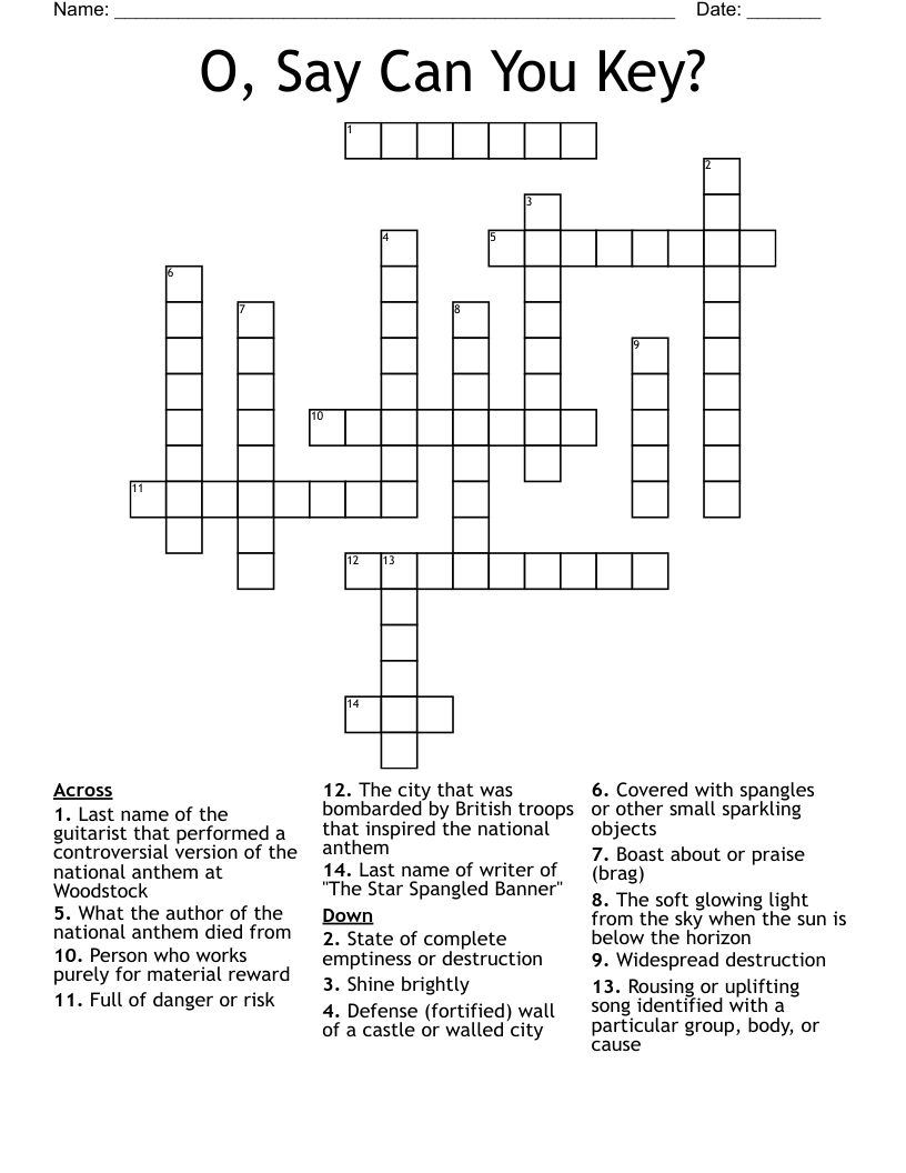 O, Say Can You Key? Crossword
