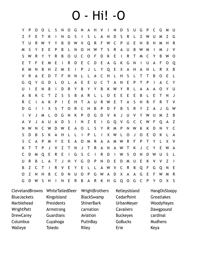 O - Hi! -O  Word Search