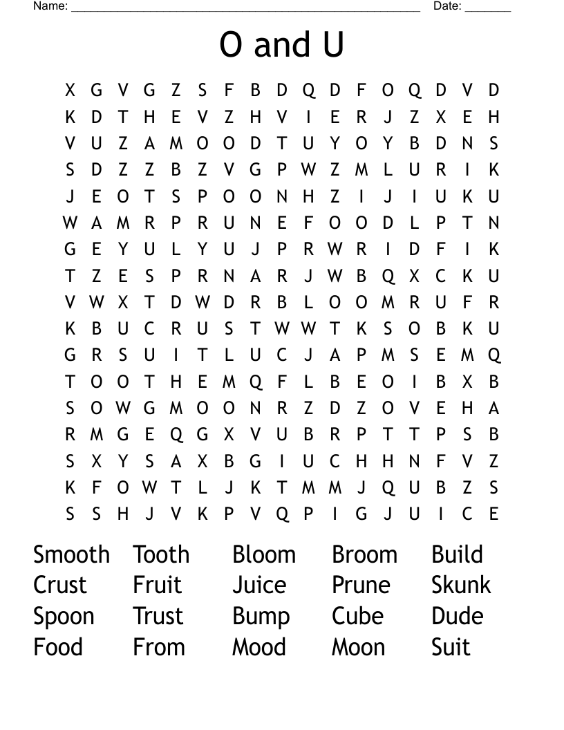 O and U Word Search