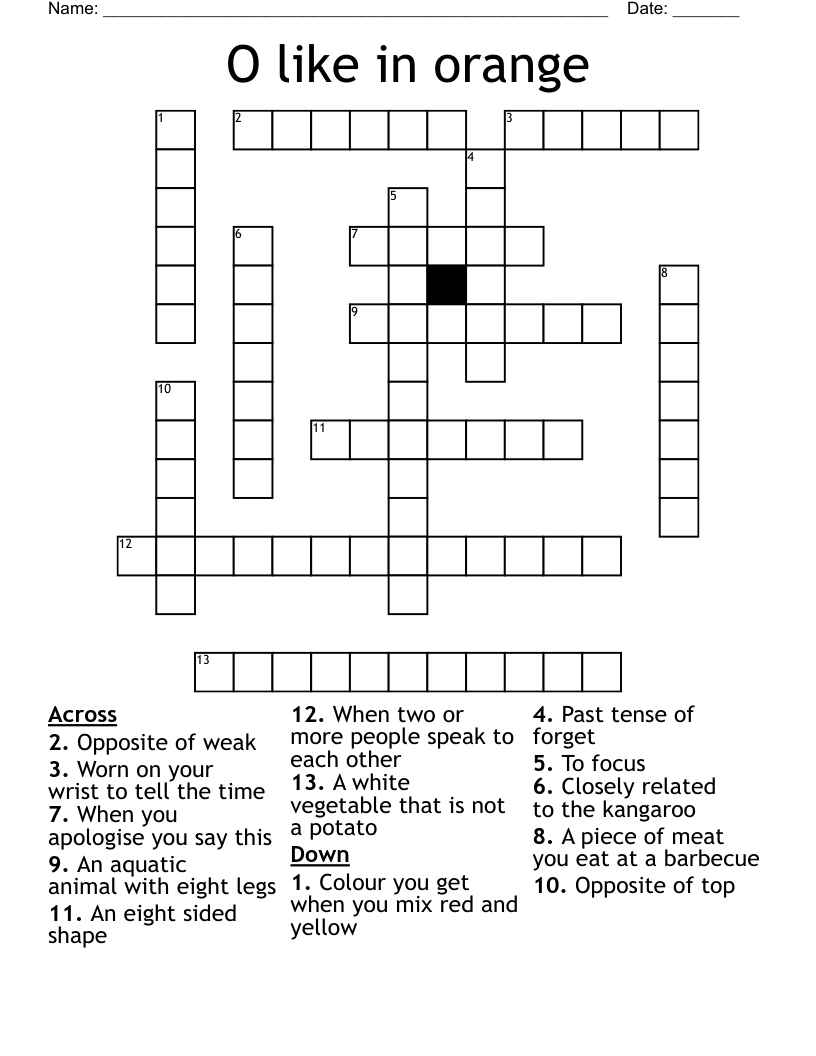 O like in orange Crossword