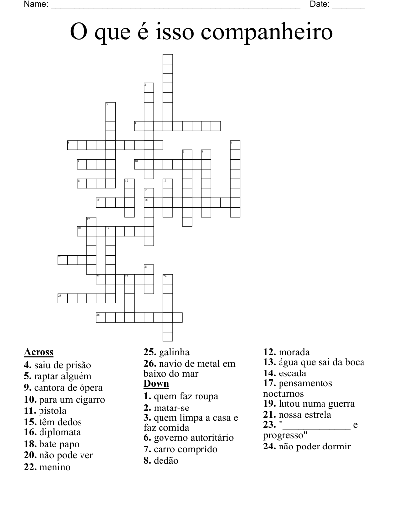 O que é isso companheiro Crossword