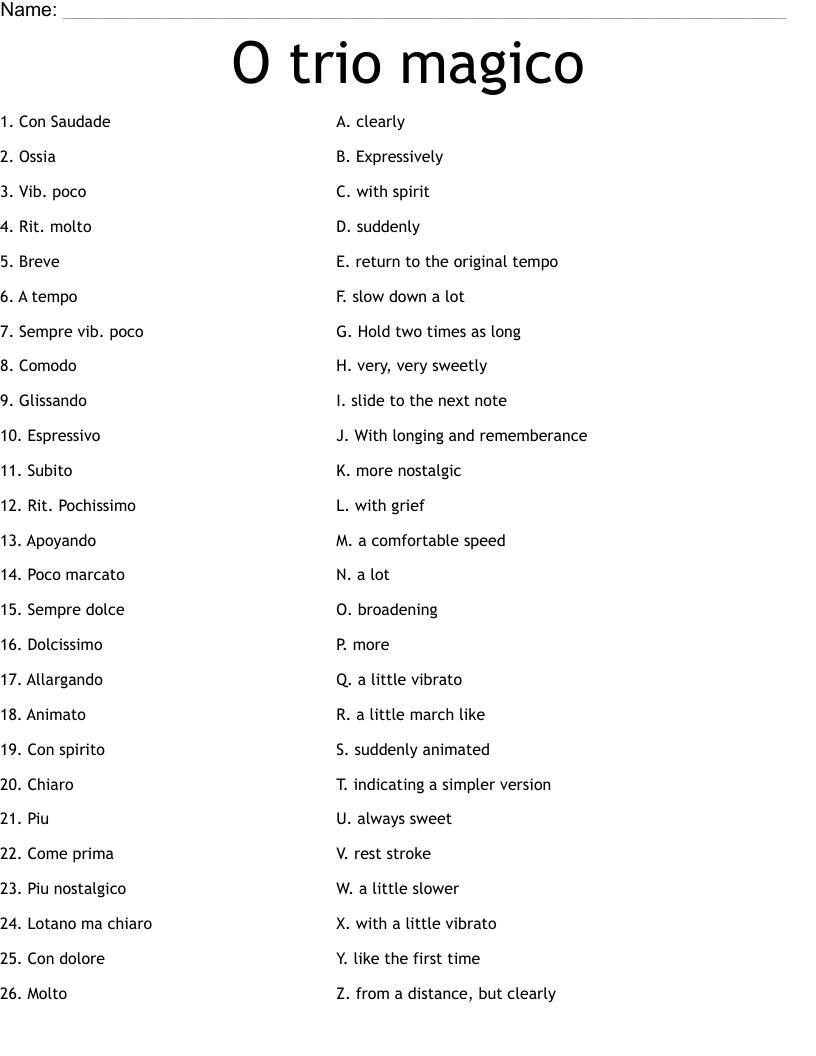 O trio magico Worksheet