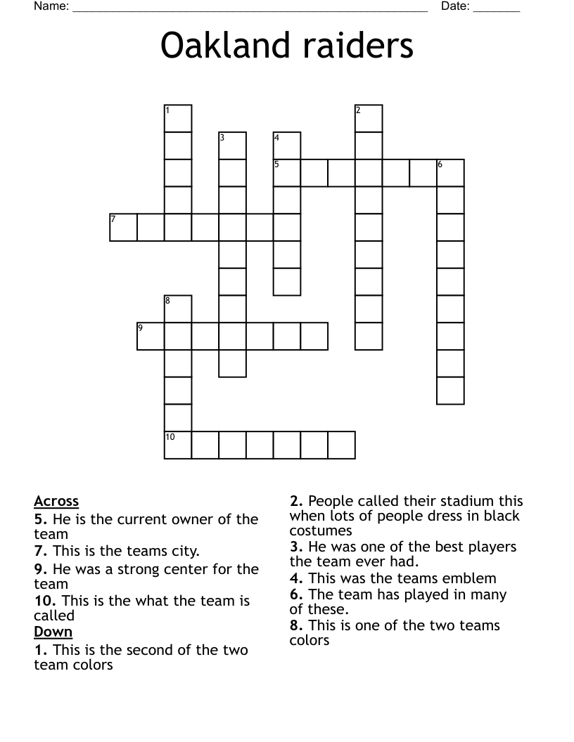 Oakland raiders Crossword