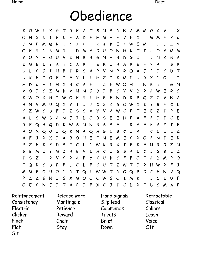 Obedience Word Search